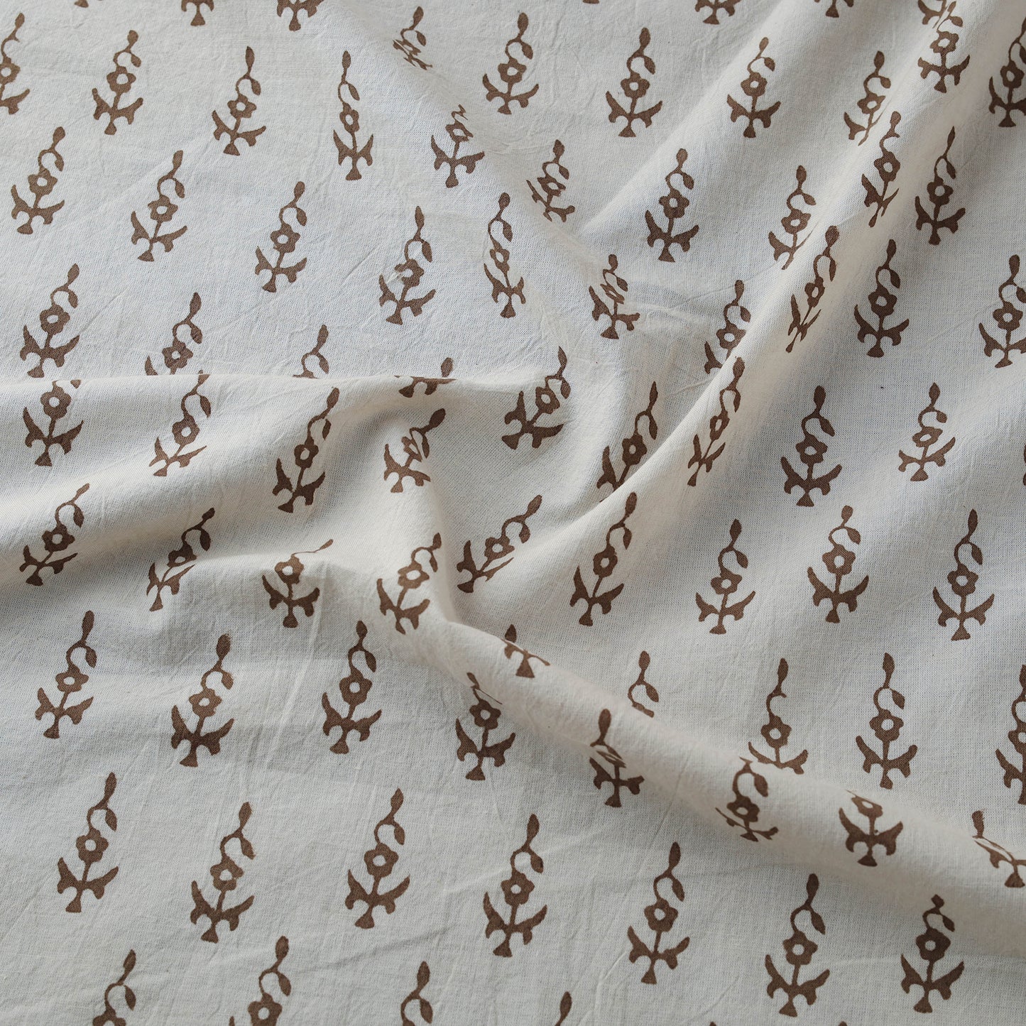 White - Bagh Hand Block Print Natural Dyed Cotton Fabric 01