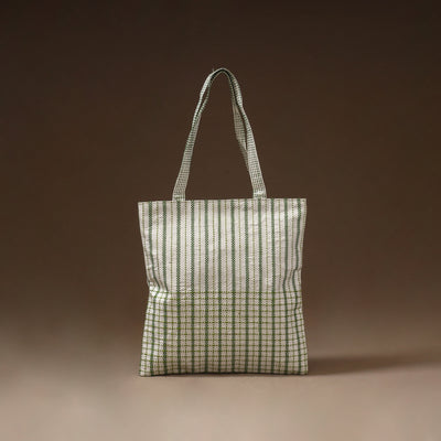 White - Taat Wool Thread Hand Embroidery Upcycled Shoulder Bag 01