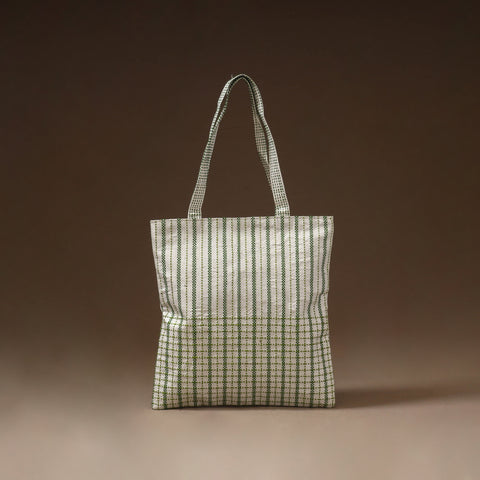 White - Taat Wool Thread Hand Embroidery Upcycled Shoulder Bag 01