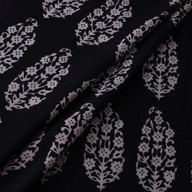 Black - Bagh Hand Block Print Natural Dyed Cotton Fabric 02