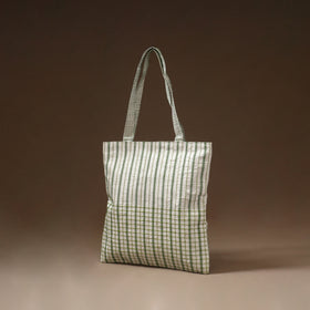 White - Taat Wool Thread Hand Embroidery Upcycled Shoulder Bag 01