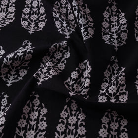 Black - Bagh Hand Block Print Natural Dyed Cotton Fabric 02