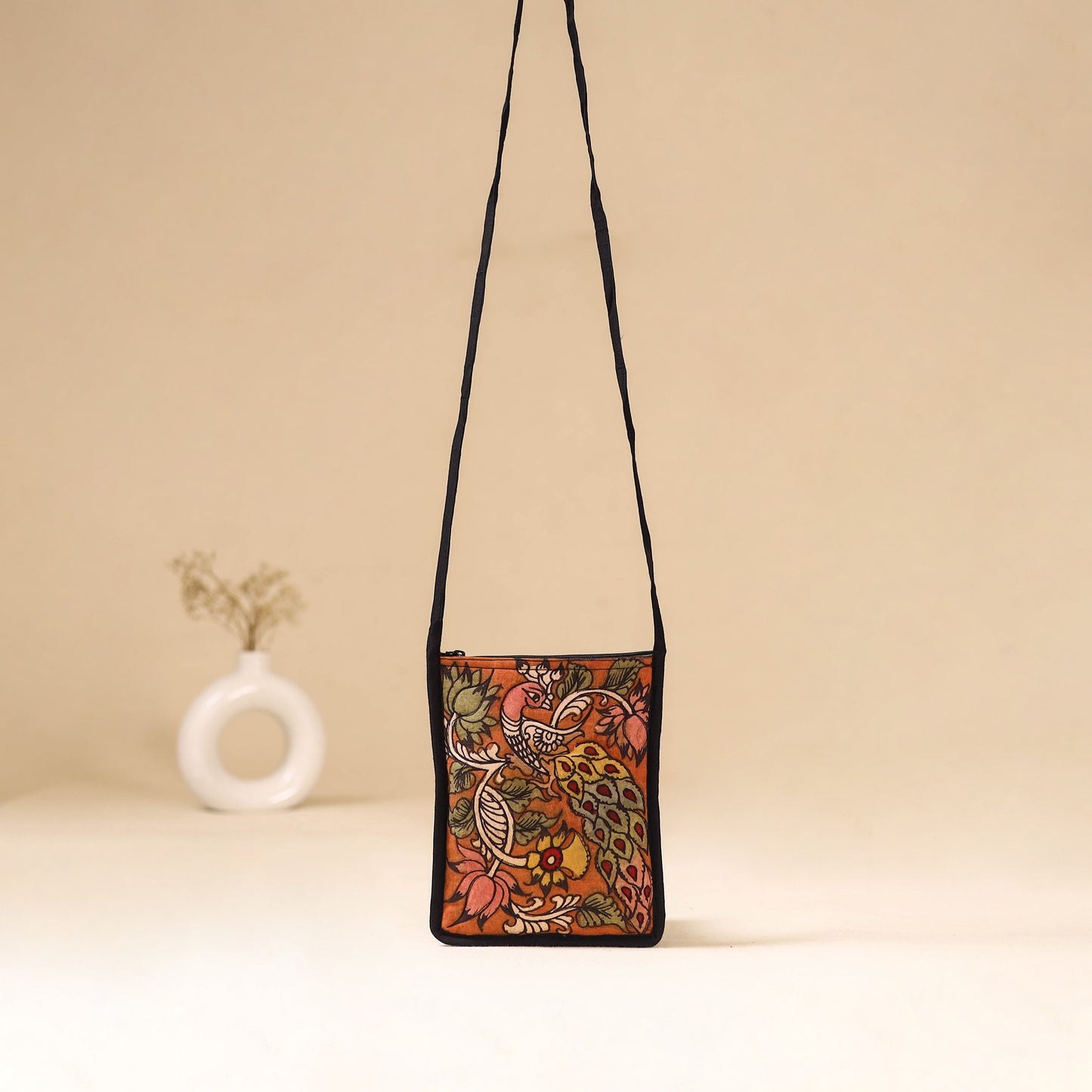 Srikalahasti Handpainted Kalamkari Sling Bag by Dwarka Plus 27