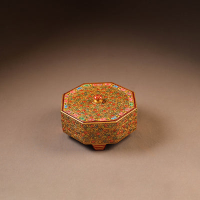 Kashmiri Handpainted Paper Mache Dry Fruit Box (8 x 8 Inch) 54