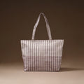 White - Taat Wool Thread Hand Embroidery Upcycled Shoulder Bag 05