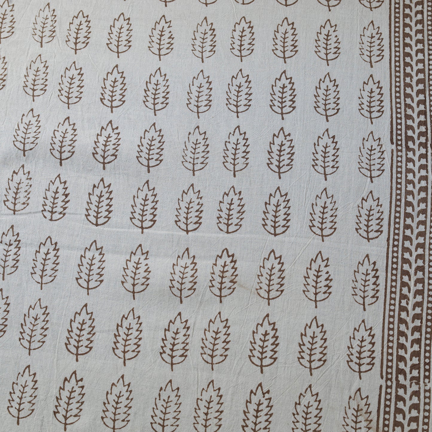 White - Bagh Hand Block Print Natural Dyed Cotton Fabric 03