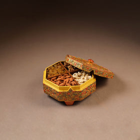 Kashmiri Handpainted Paper Mache Dry Fruit Box (8 x 8 Inch) 54