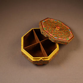 Kashmiri Handpainted Paper Mache Dry Fruit Box (8 x 8 Inch) 54