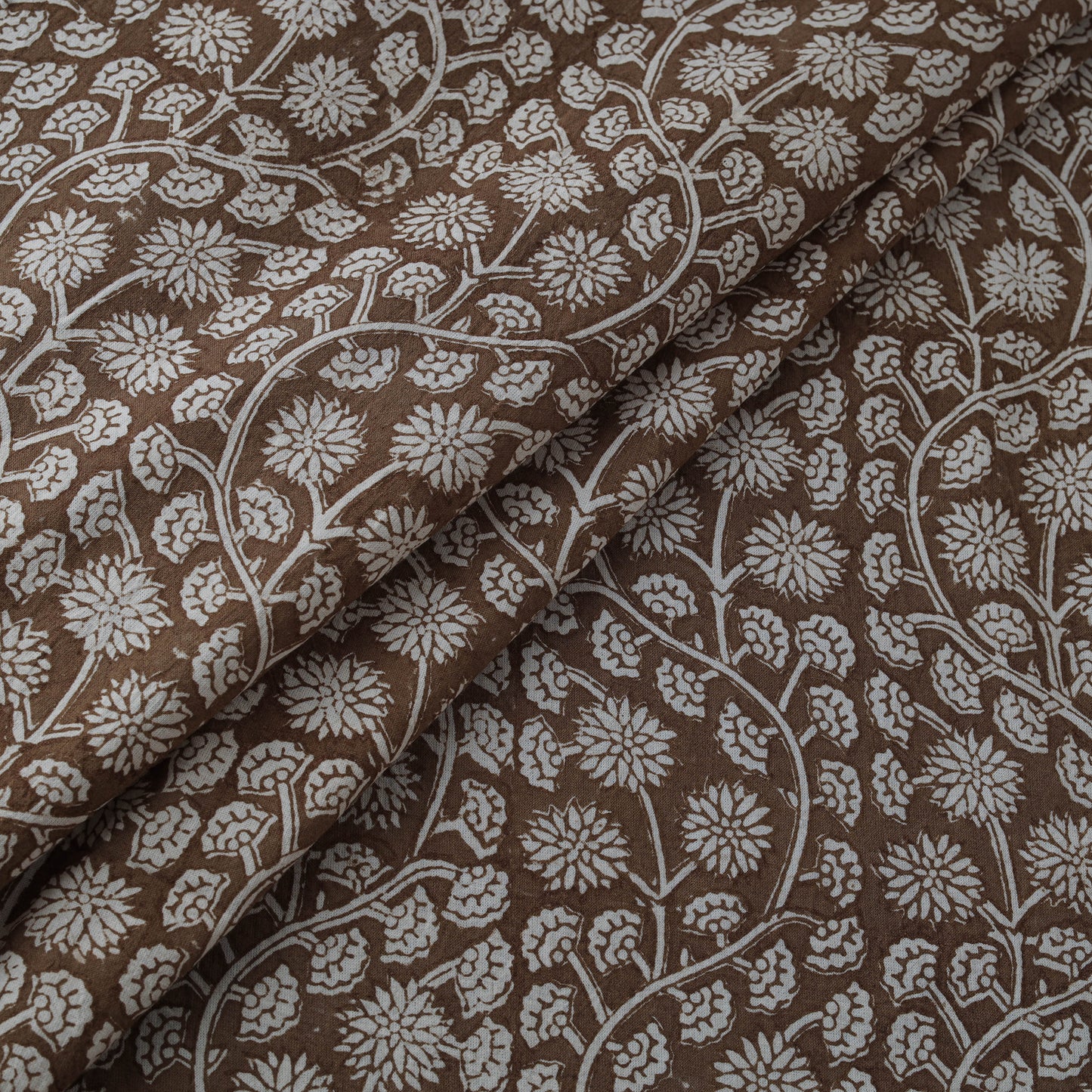 Brown - Bagh Hand Block Print Natural Dyed Cotton Fabric 04