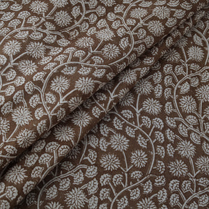 Brown - Bagh Hand Block Print Natural Dyed Cotton Fabric 04