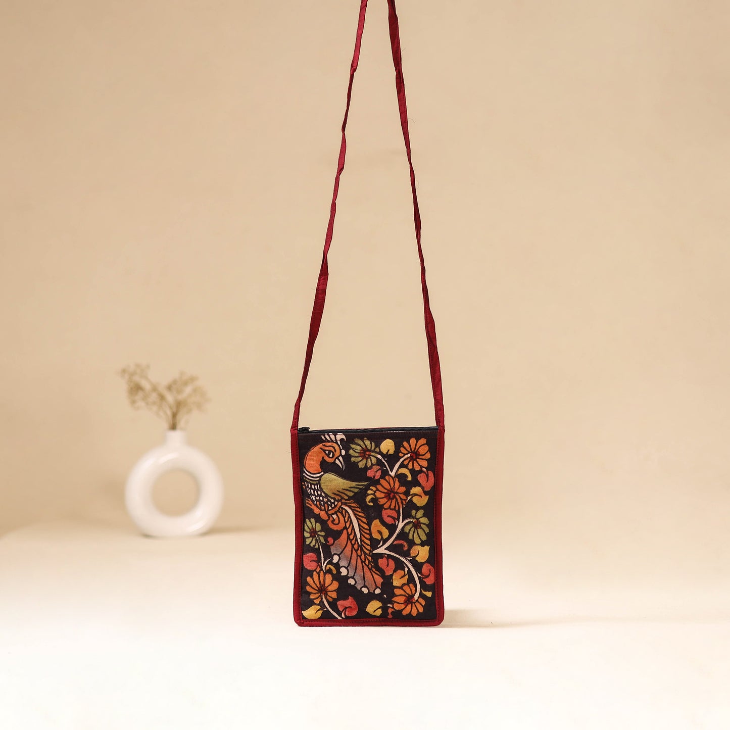 Srikalahasti Handpainted Kalamkari Sling Bag by Dwarka Plus 28