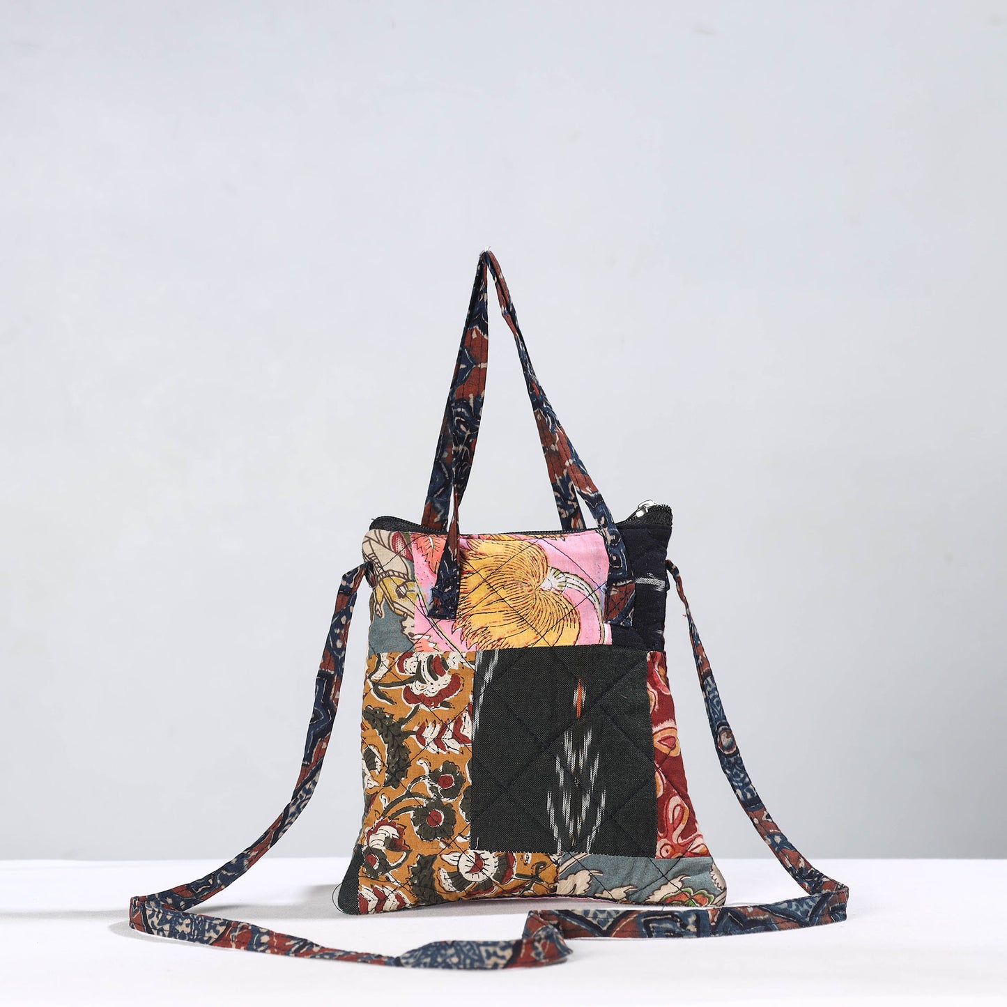 Multicolor - Handmade Quilted Cotton Patchwork Sling Bag 12