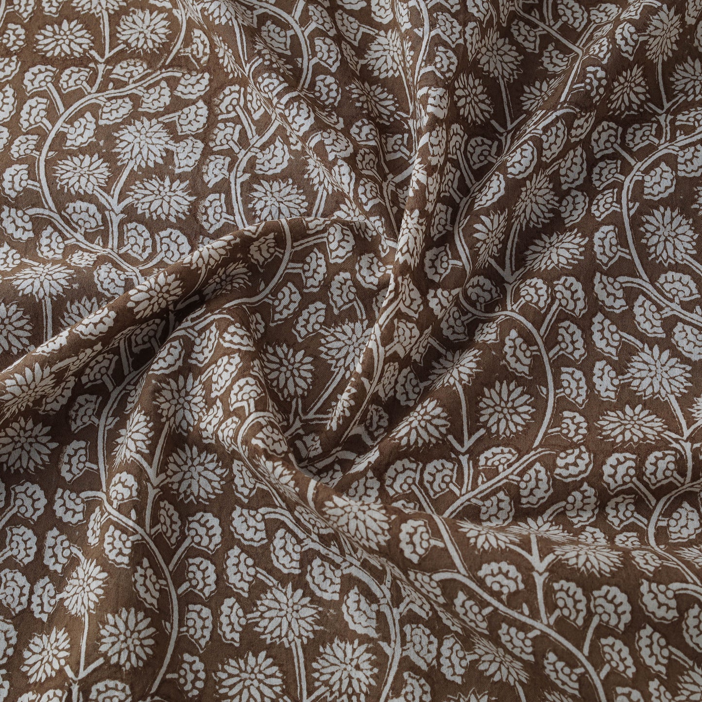 Brown - Bagh Hand Block Print Natural Dyed Cotton Fabric 04