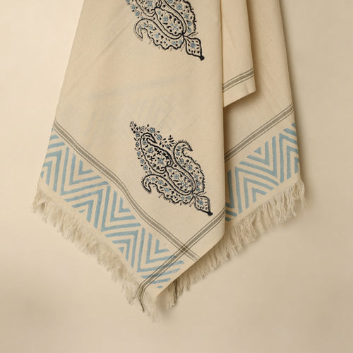 Beige - Block Printed Handloom Cotton Sanganeri Towel 60