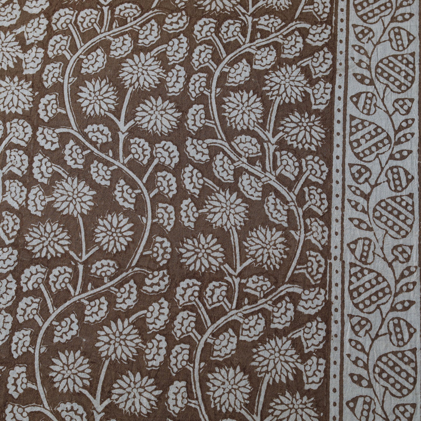 Brown - Bagh Hand Block Print Natural Dyed Cotton Fabric 04