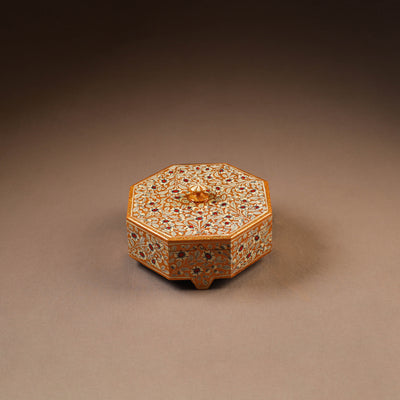 Kashmiri Handpainted Paper Mache Dry Fruit Box (8 x 8 Inch) 55