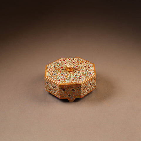 Kashmiri Handpainted Paper Mache Dry Fruit Box (8 x 8 Inch) 55