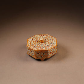 Kashmiri Handpainted Paper Mache Dry Fruit Box (8 x 8 Inch) 55