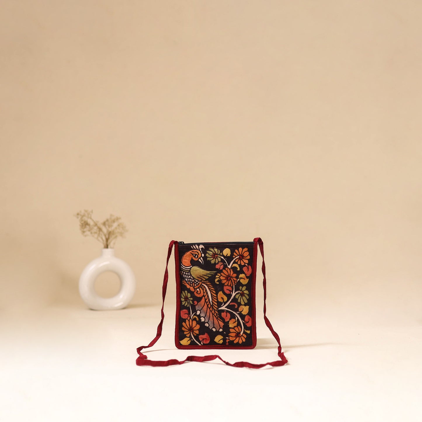 Srikalahasti Handpainted Kalamkari Sling Bag by Dwarka Plus 28