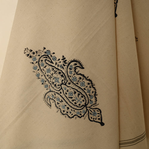 Beige - Block Printed Handloom Cotton Sanganeri Towel 60