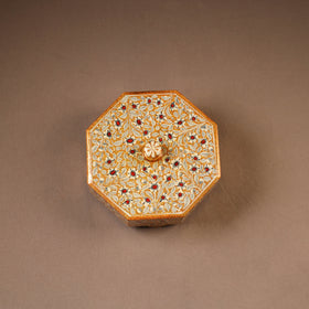 Kashmiri Handpainted Paper Mache Dry Fruit Box (8 x 8 Inch) 55