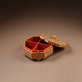Kashmiri Handpainted Paper Mache Dry Fruit Box (8 x 8 Inch) 55