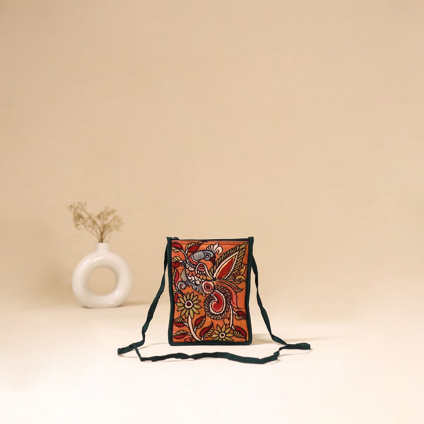 Srikalahasti Handpainted Kalamkari Sling Bag by Dwarka Plus 29