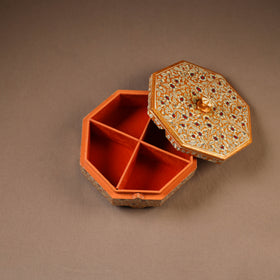 Kashmiri Handpainted Paper Mache Dry Fruit Box (8 x 8 Inch) 55