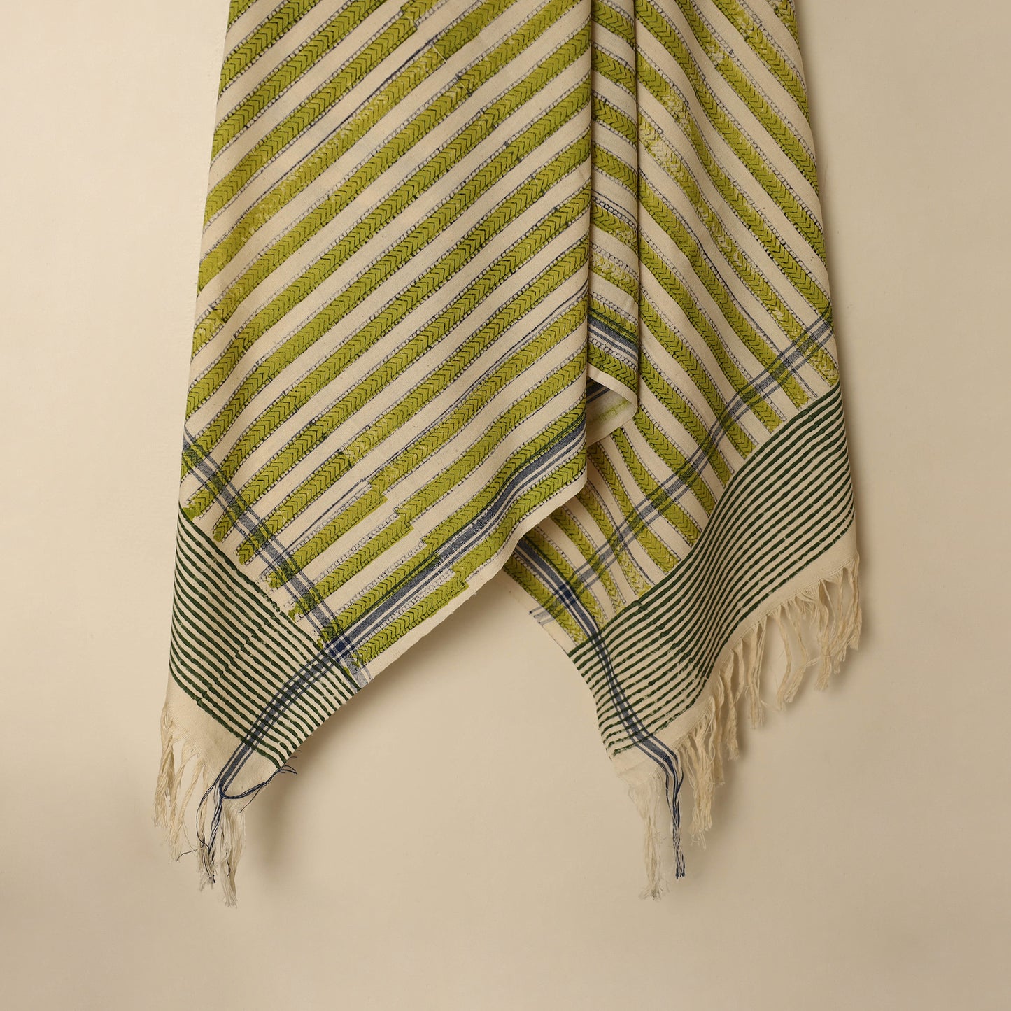 Green - Block Printed Handloom Cotton Sanganeri Towel 61