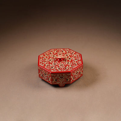 Kashmiri Handpainted Paper Mache Dry Fruit Box (8 x 8 Inch) 56