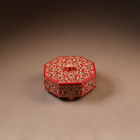 Kashmiri Handpainted Paper Mache Dry Fruit Box (8 x 8 Inch) 56