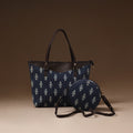 Blue - Handcrafted Running Sticth Shoulder Bag (Set of 2) 08