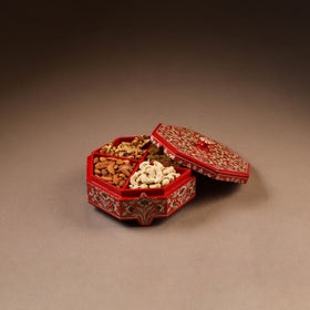 Kashmiri Handpainted Paper Mache Dry Fruit Box (8 x 8 Inch) 56