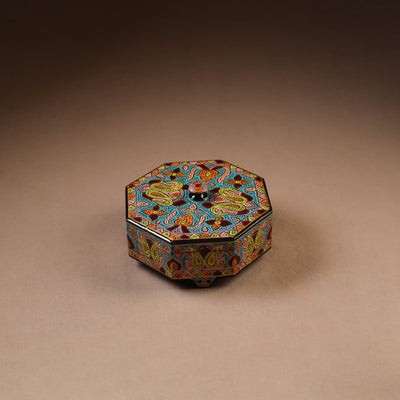 Kashmiri Handpainted Paper Mache Dry Fruit Box (8 x 8 Inch) 57