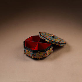 Kashmiri Handpainted Paper Mache Dry Fruit Box (8 x 8 Inch) 57
