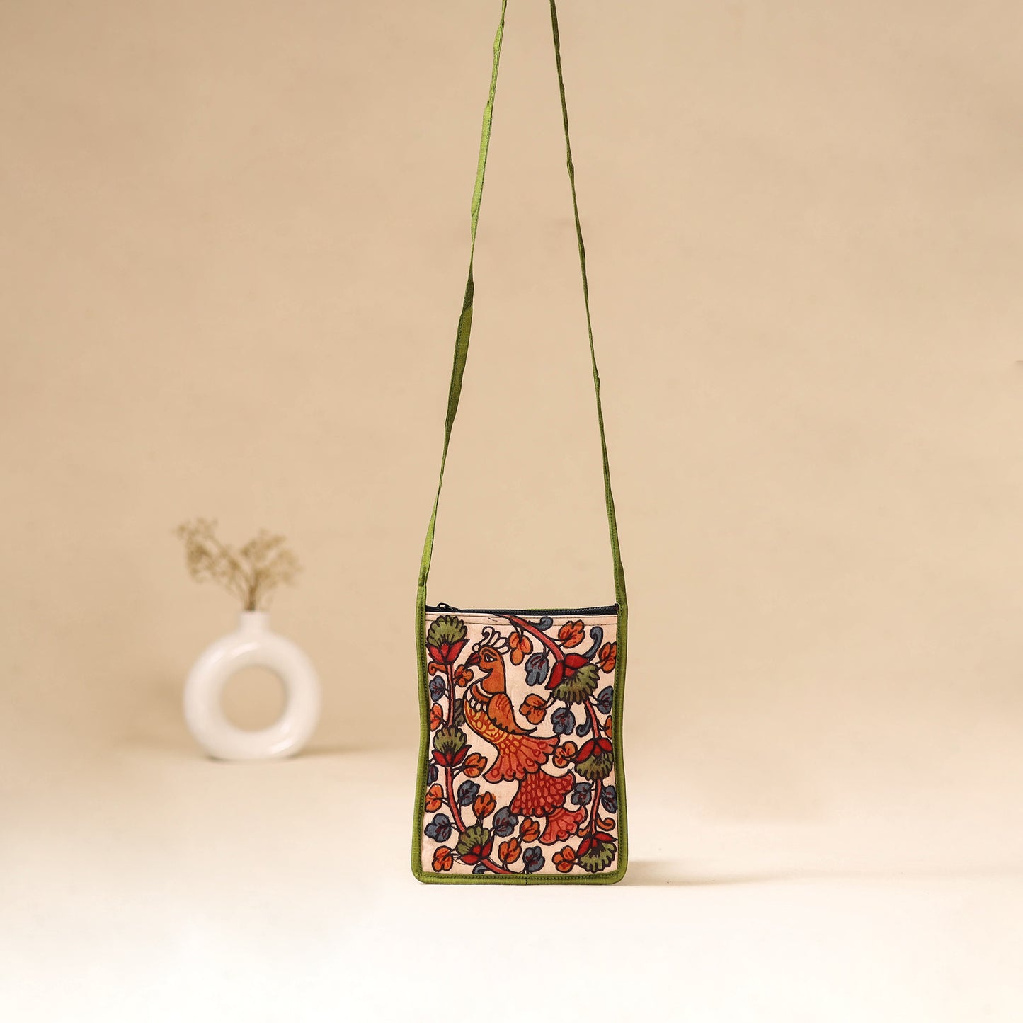 Srikalahasti Handpainted Kalamkari Sling Bag by Dwarka Plus 31