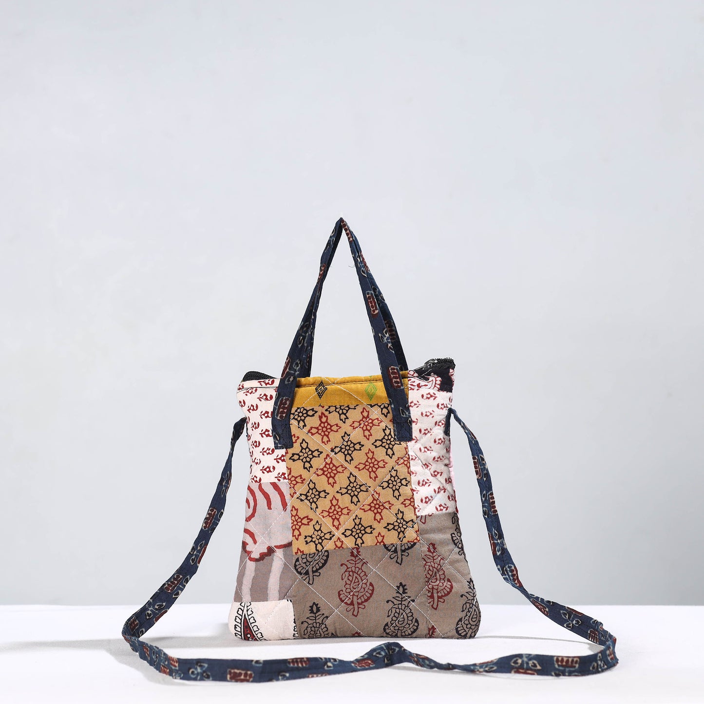 Multicolor - Handmade Quilted Cotton Patchwork Sling Bag 15