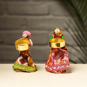  Rajasthani Puppet Couple Handmade Tealight Candle Holders 