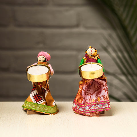  Rajasthani Puppet Couple Handmade Tealight Candle Holders 