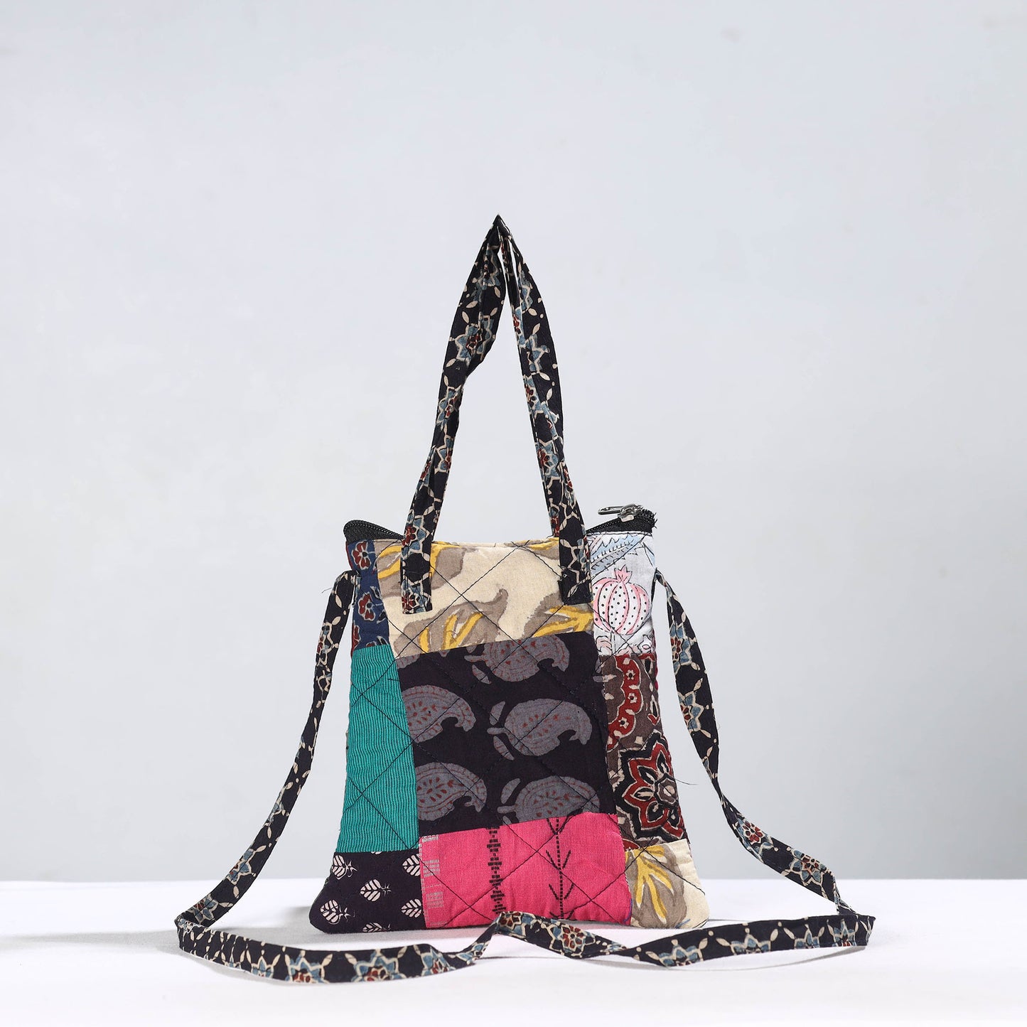 Multicolor - Handmade Quilted Cotton Patchwork Sling Bag 16