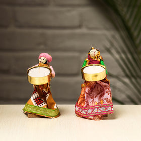  Rajasthani Puppet Couple Handmade Tealight Candle Holders 
