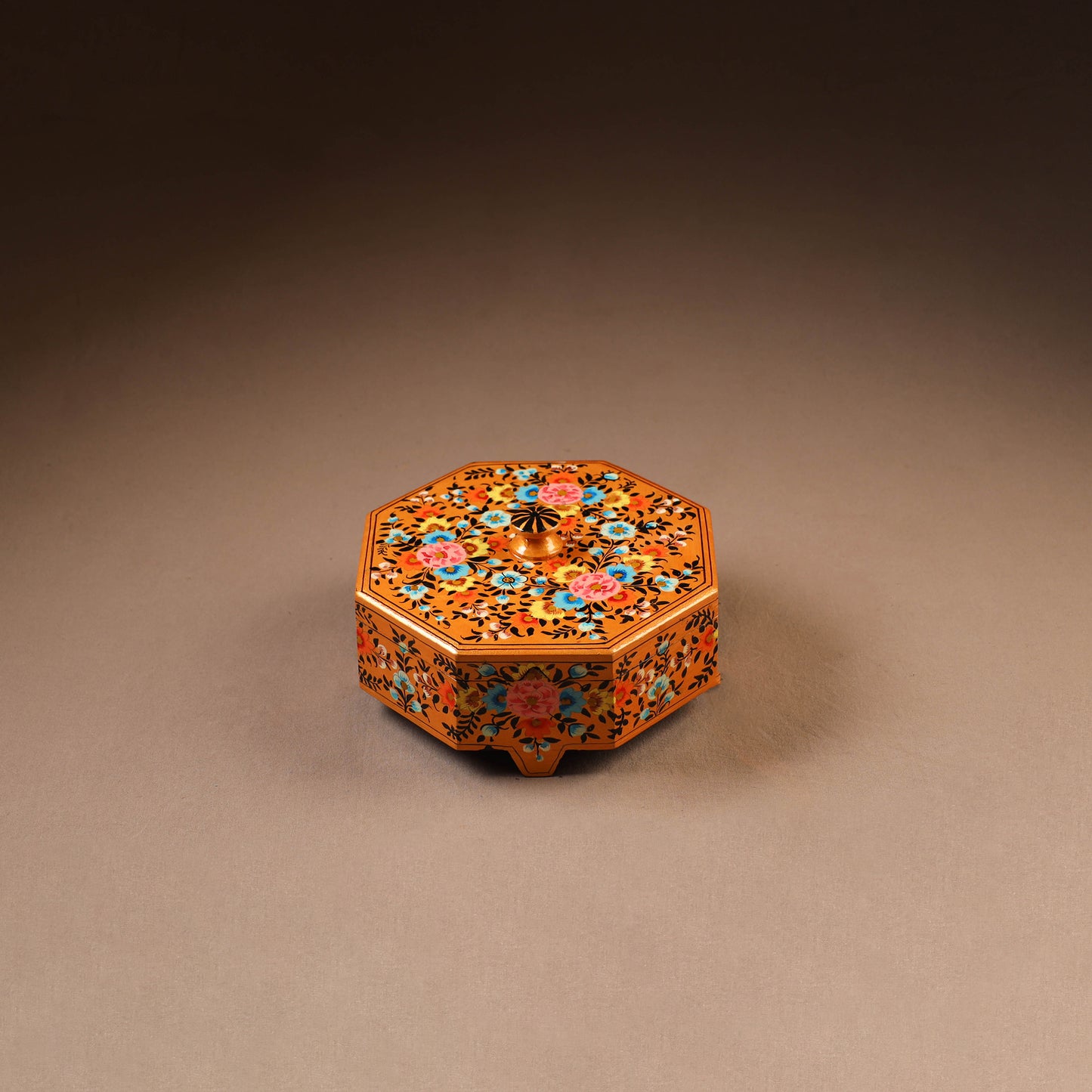 Kashmiri Handpainted Paper Mache Dry Fruit Box (8 x 8 Inch) 58