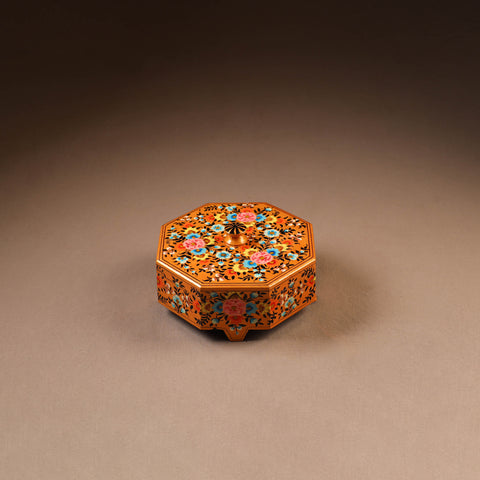 Kashmiri Handpainted Paper Mache Dry Fruit Box (8 x 8 Inch) 58