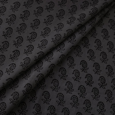 Grey - Bagh Hand Block Print Natural Dyed Cotton Fabric 08