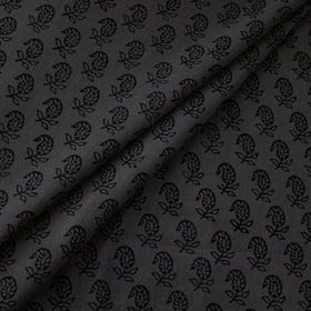 Grey - Bagh Hand Block Print Natural Dyed Cotton Fabric 08