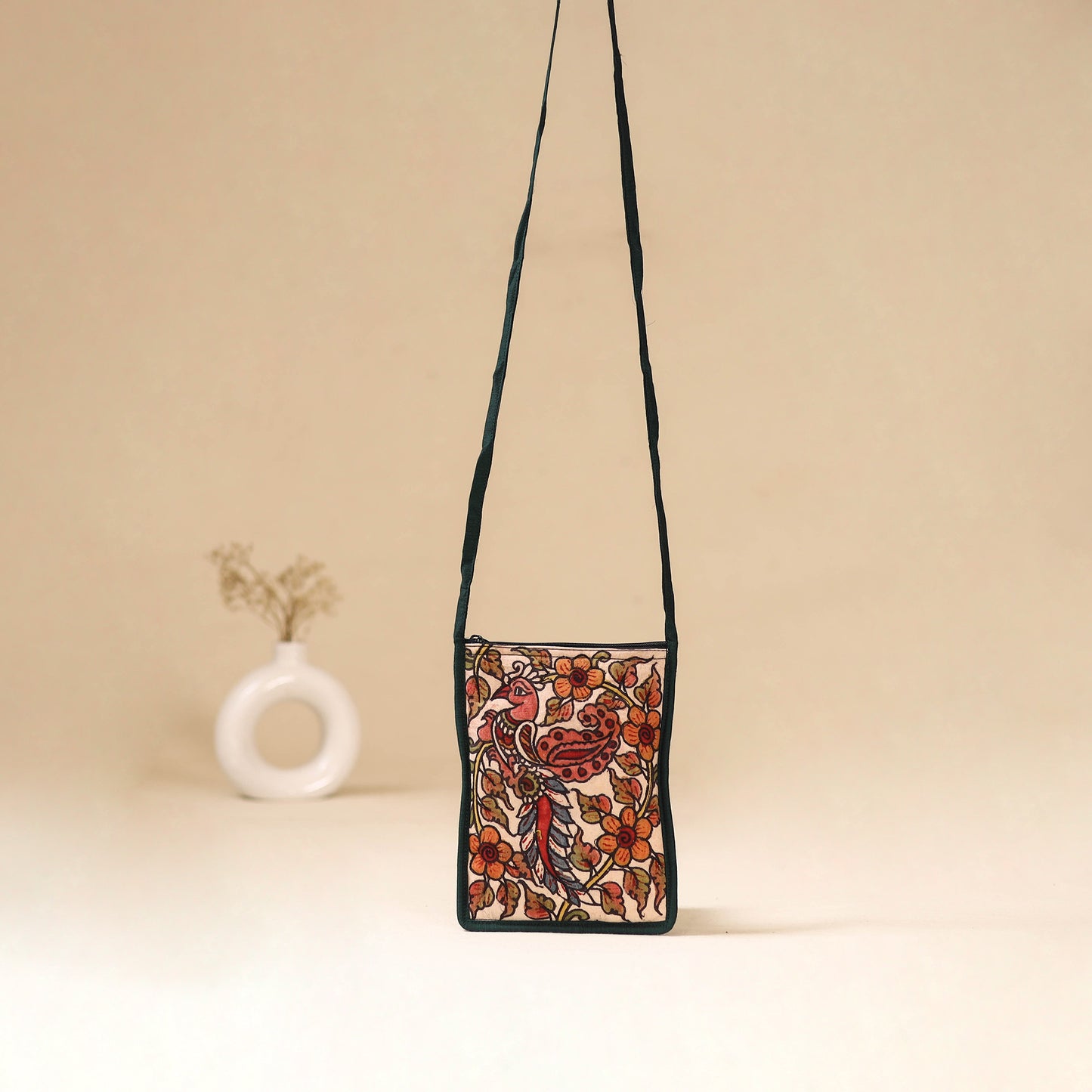 Srikalahasti Handpainted Kalamkari Sling Bag by Dwarka Plus 33