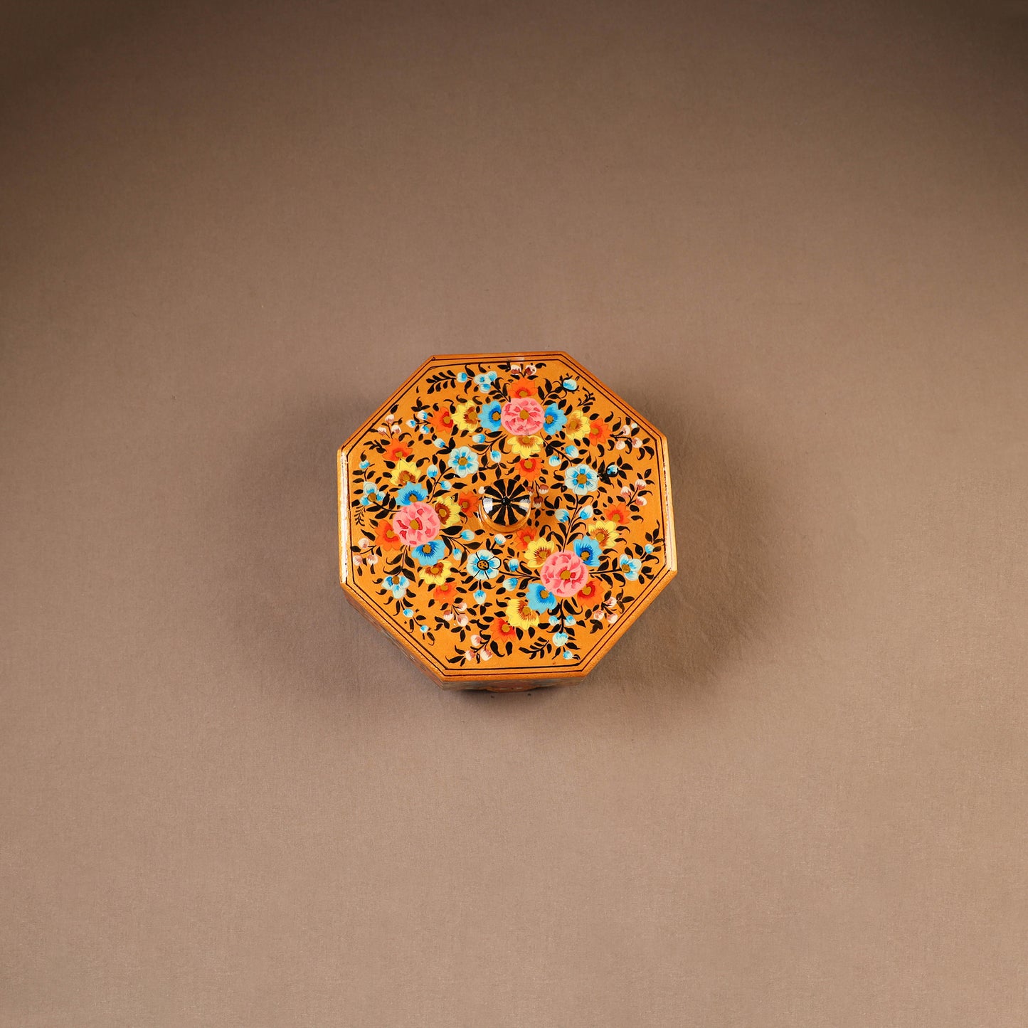 Kashmiri Handpainted Paper Mache Dry Fruit Box (8 x 8 Inch) 58