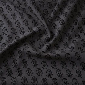 Grey - Bagh Hand Block Print Natural Dyed Cotton Fabric 08