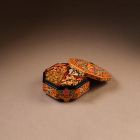 Kashmiri Handpainted Paper Mache Dry Fruit Box (8 x 8 Inch) 58