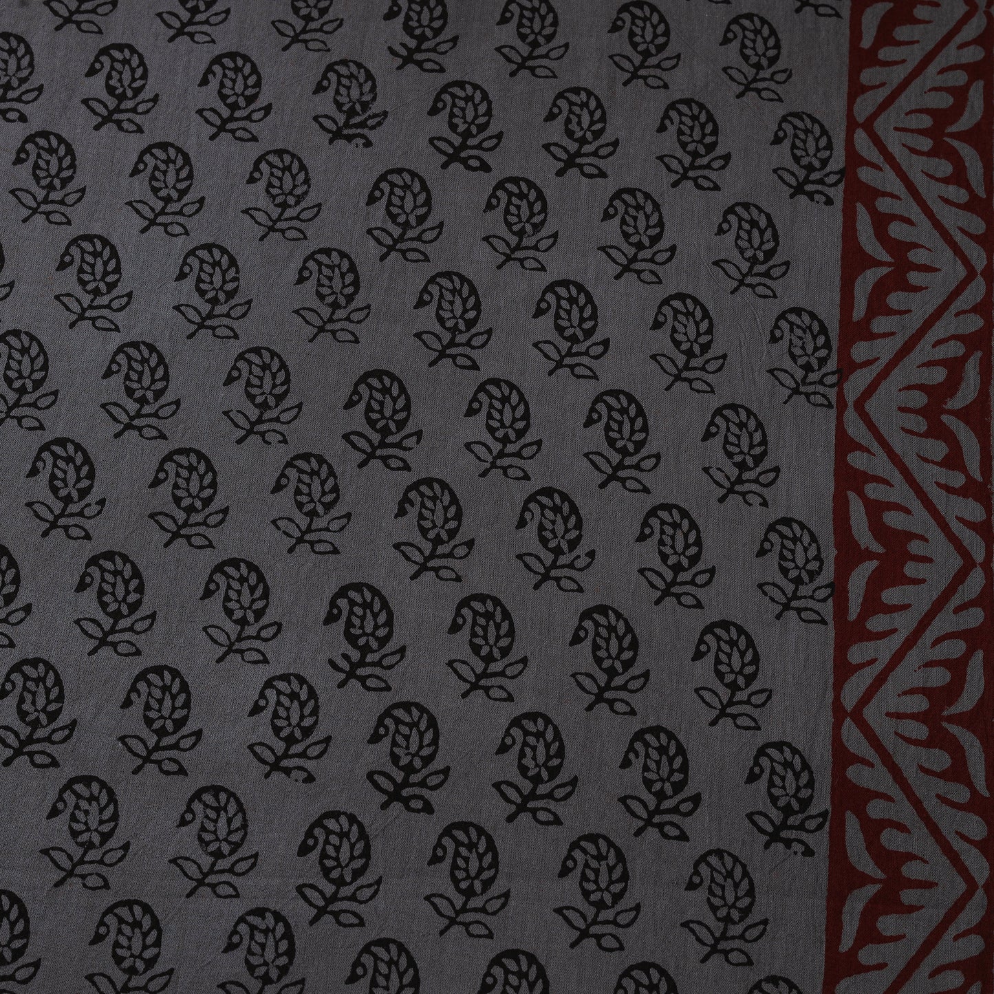 Grey - Bagh Hand Block Print Natural Dyed Cotton Fabric 08